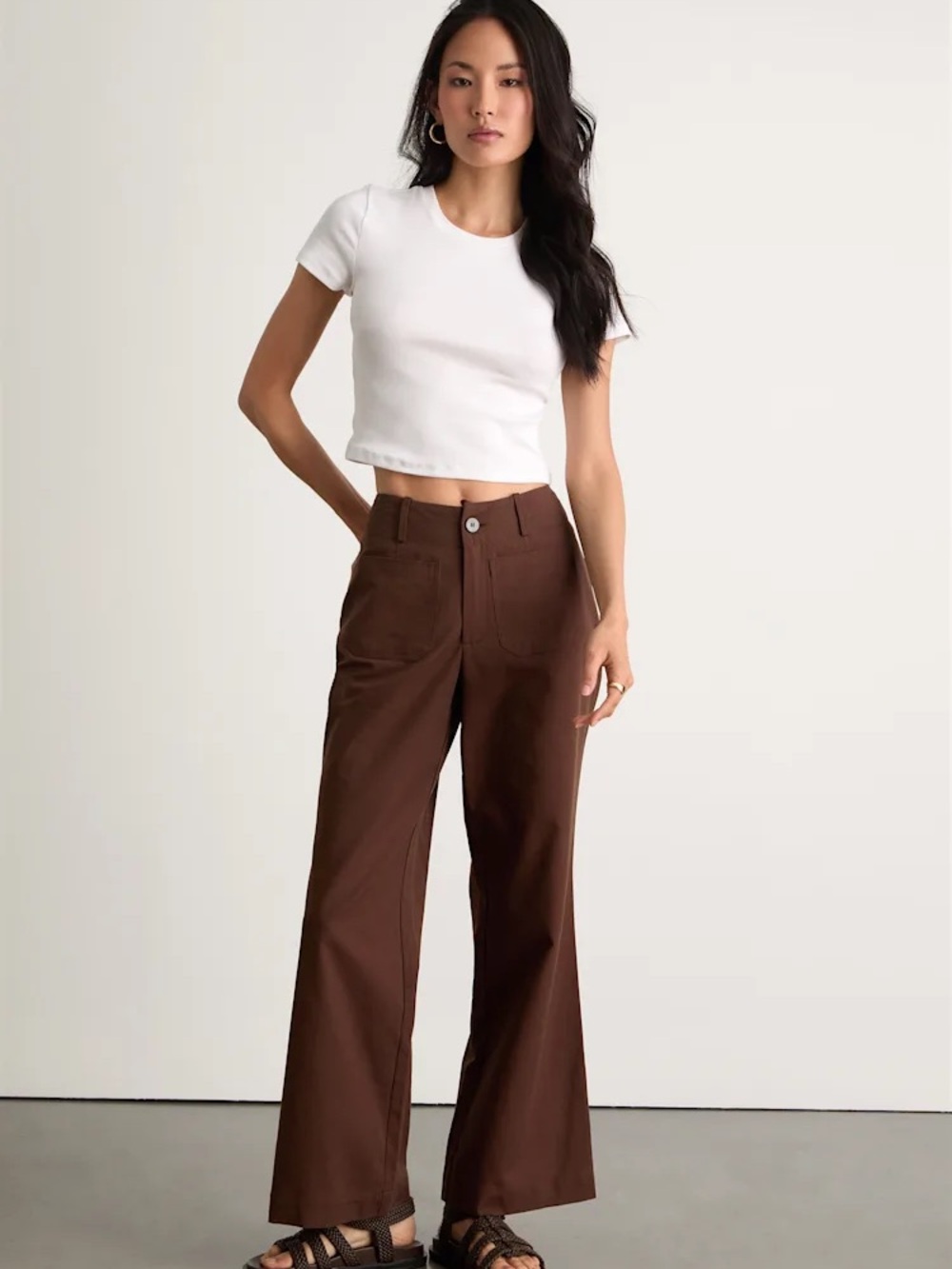 Lulus Bryssa Dark Brown Twill High-Rise Wide-Leg Pants